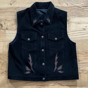 Black Suede Western-Inspired Vest